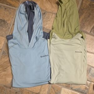 Simms Light Blue and Olive Hooded Tops